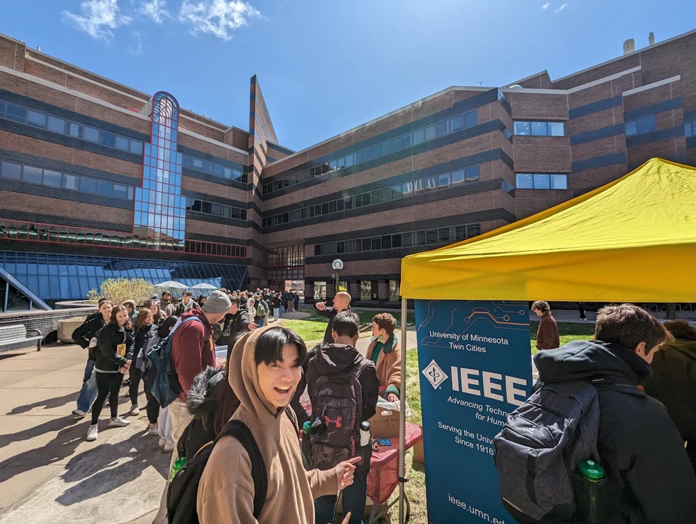 Meeting students at the IEEE outreach table on campus.