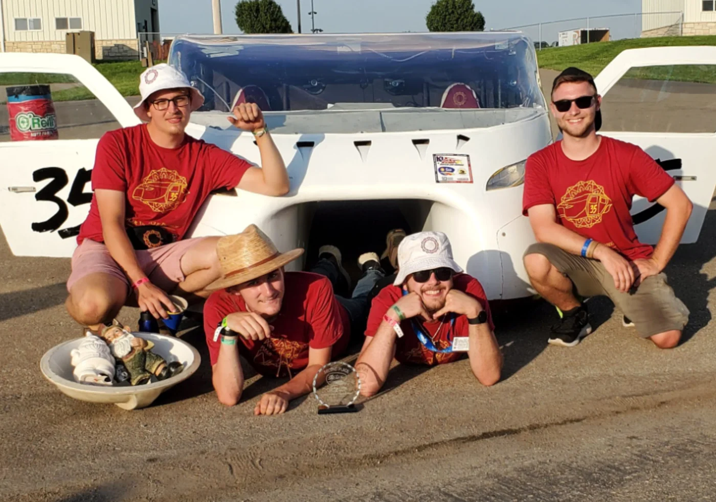 The University of Minnesota solar vehicle team with our car.