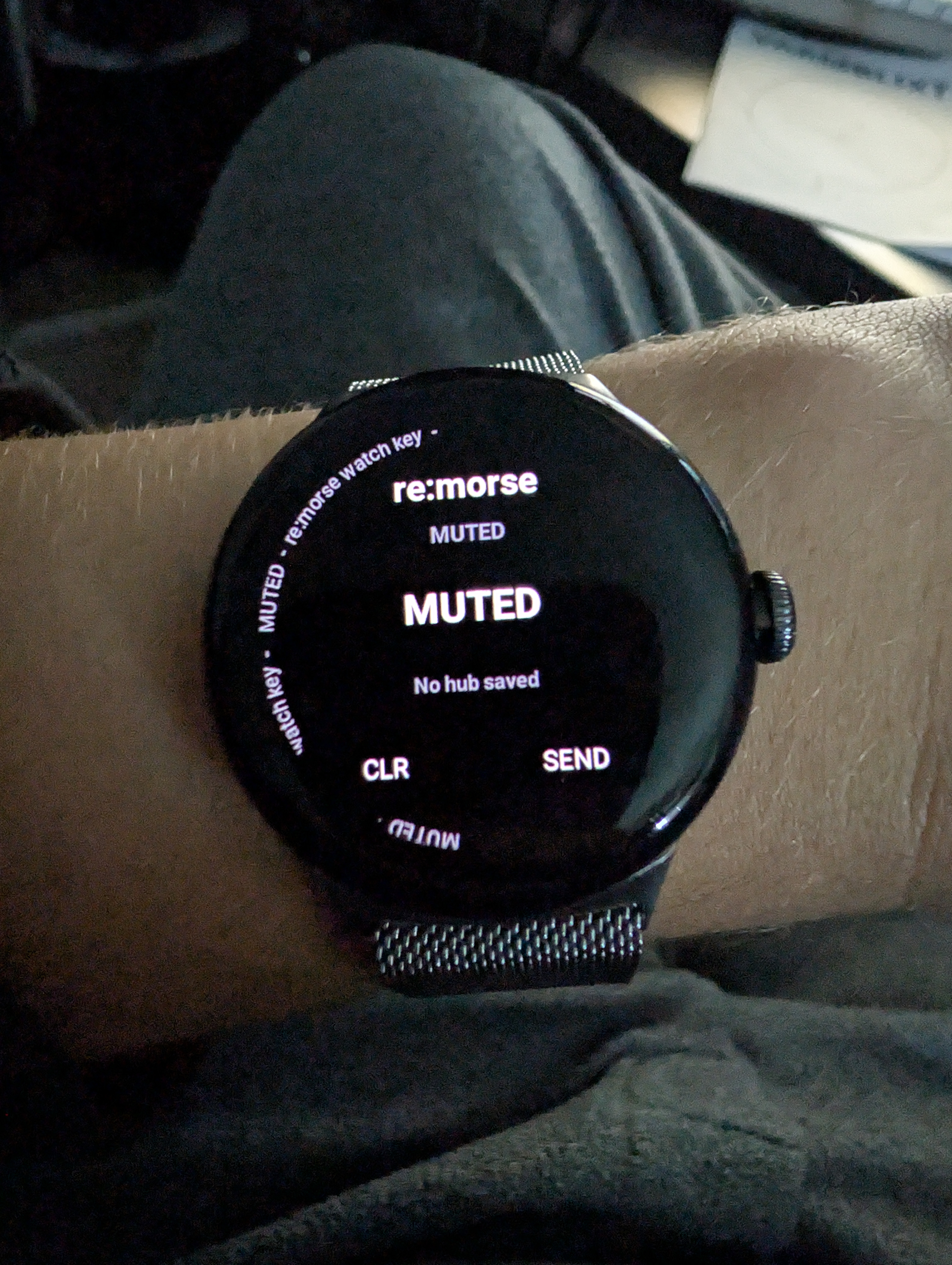 The remorse wearable prototype on my wrist.