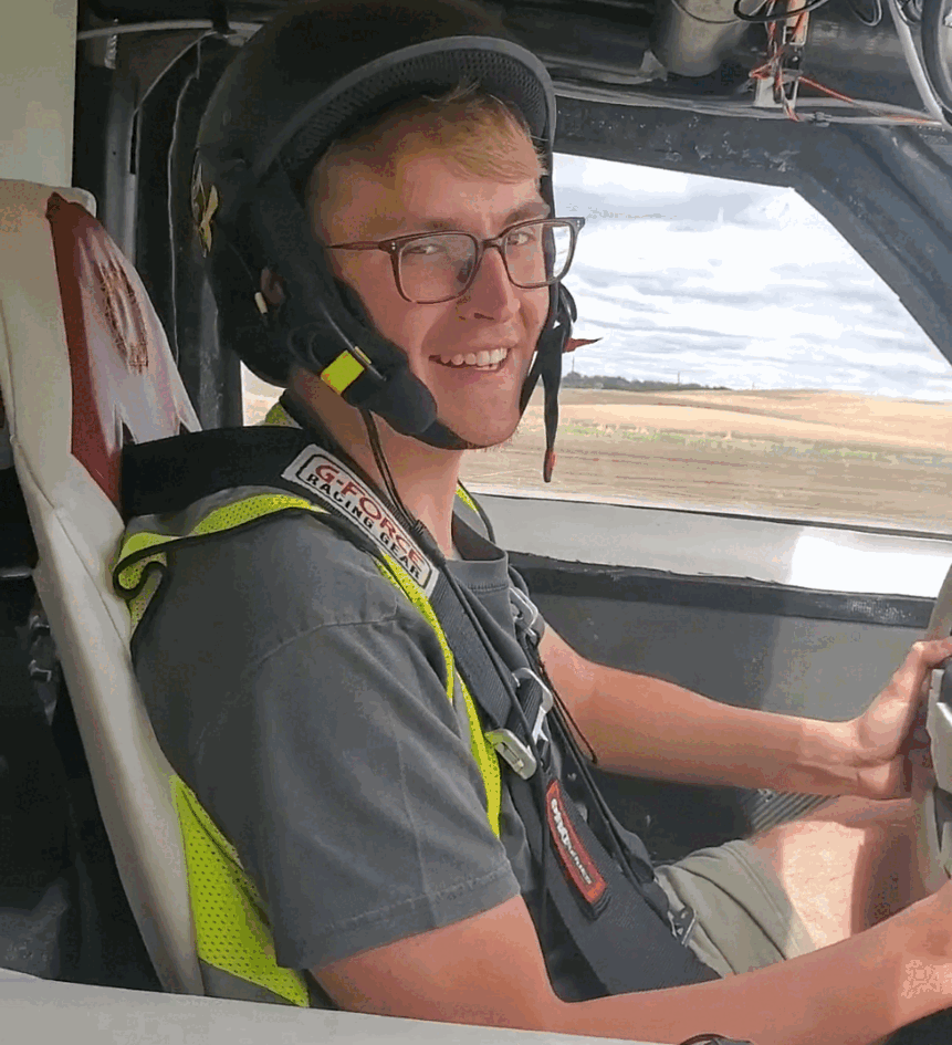 Me driving the solar vehicle.